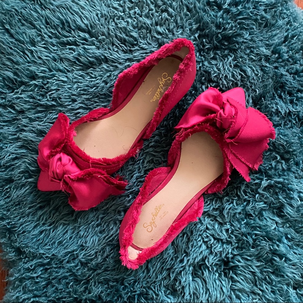 Hot Pink Satin Bow-Tie Flats